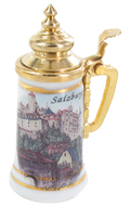 Chope de bière de réserviste en porcelaine Salzburg (Or)