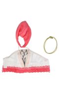 Haut court blanc et rose avec capuche et ceinture élastique dorée